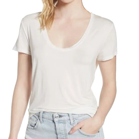 Splendid Women's Sloane Scoop Tee White Size Large short sleeves NWT - Picture 1 of 10